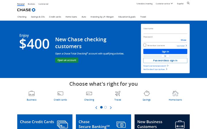 chase.com homepage