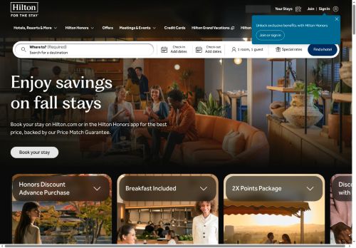 hilton.com homepage